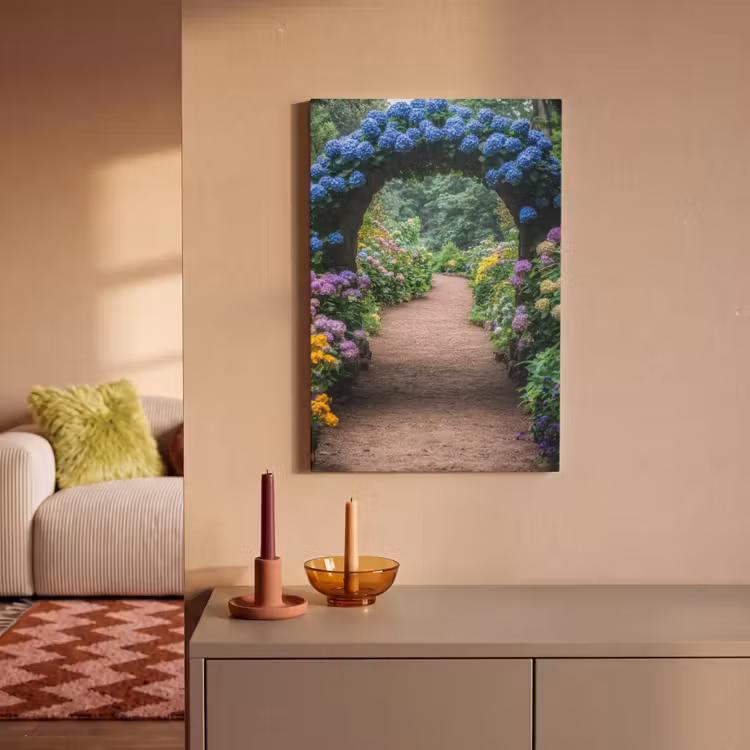 Doorkijk - Bloemen - Hortensia - Pad canvas 2cm klein -sfeer1