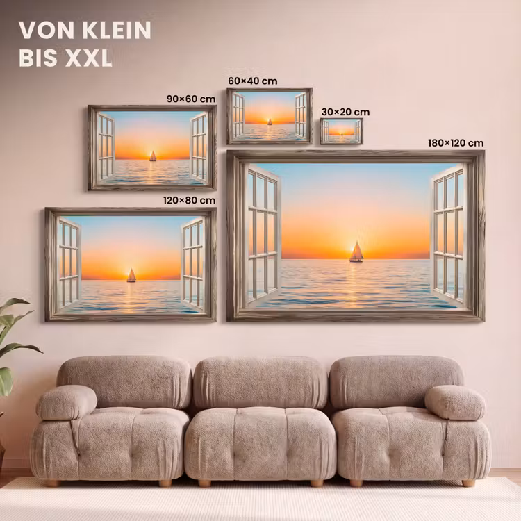 Doorkijk - Zee - Boot - Zonsondergang canvas 2cm klein -Xsfeer8_DE