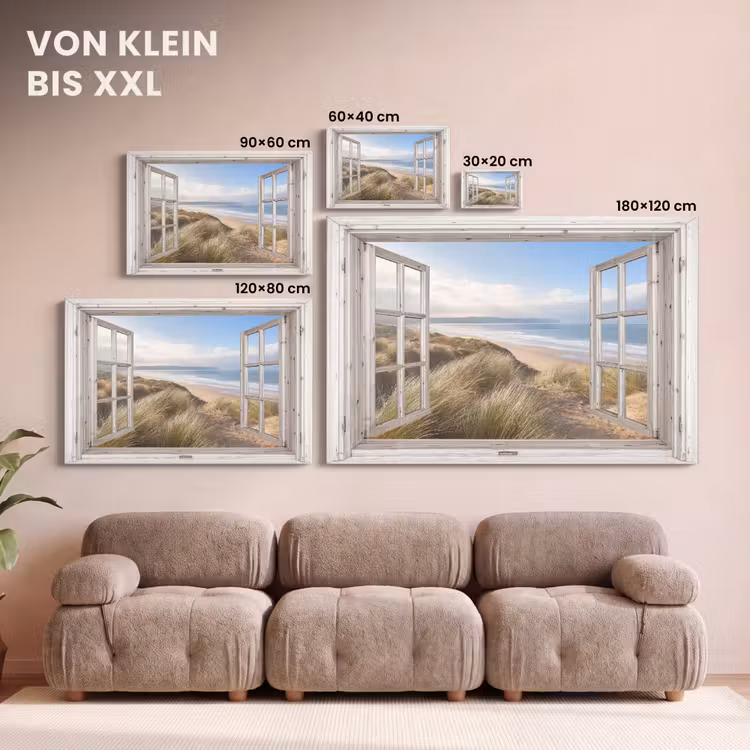 Doorkijk - Zee - Strand - Duinen canvas 2cm klein -Xsfeer8_DE