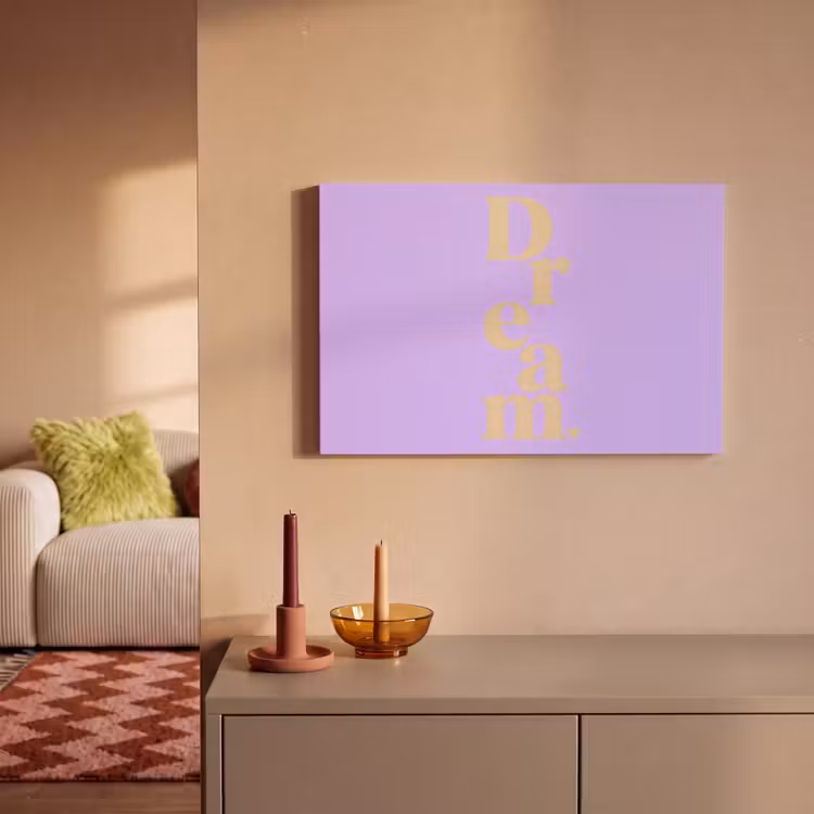 Dream - Paars - Typografisch canvas 2cm klein -sfeer1