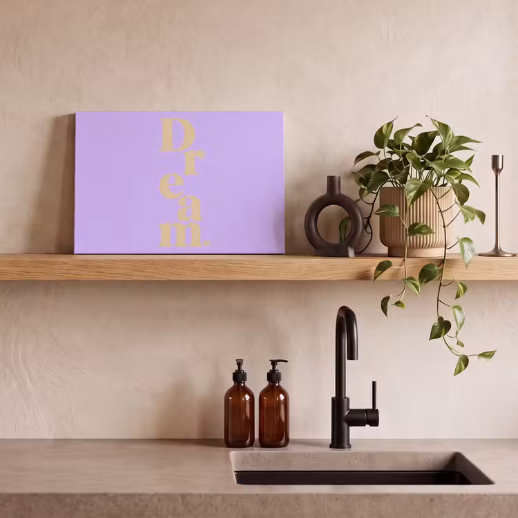 Dream - Paars - Typografisch canvas 2cm klein -sfeer3