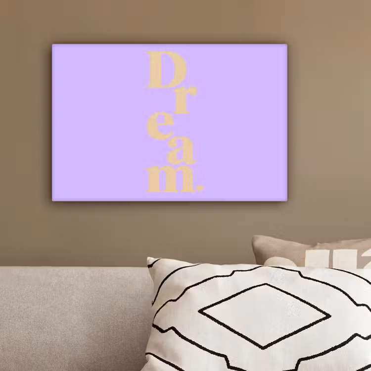 Dream - Paars - Typografisch canvas 2cm klein -closeup_print_DE