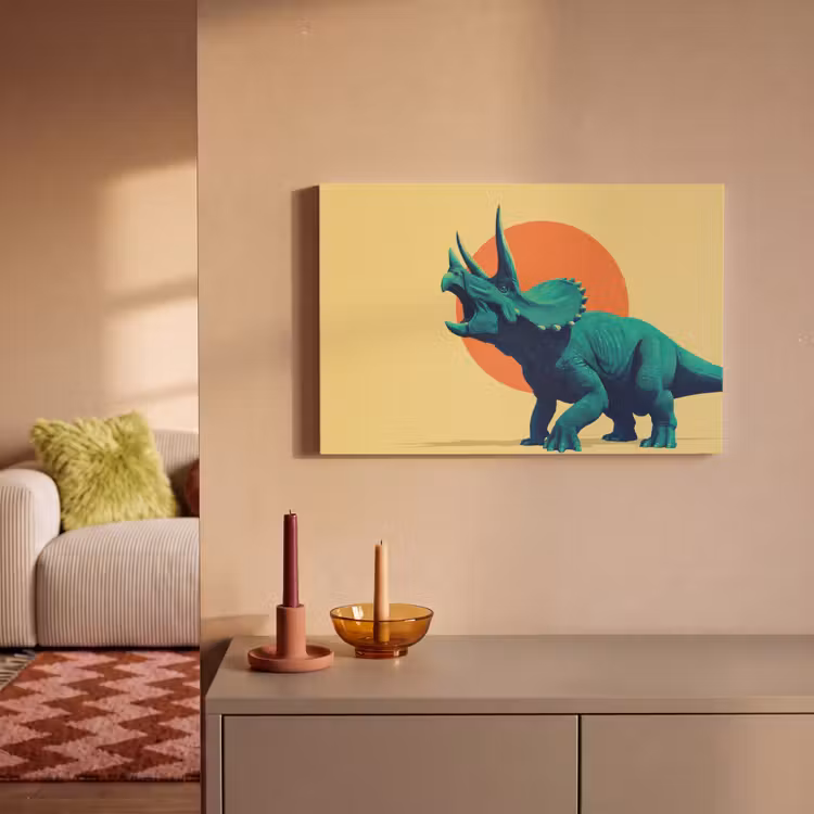 Triceratops - Cirkel - Oranje - Hoorns canvas 2cm klein -sfeer1