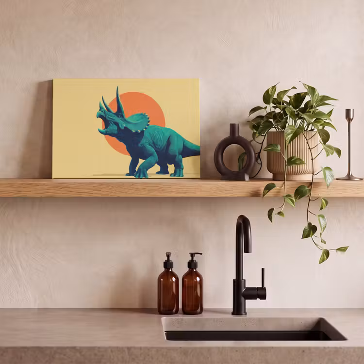 Triceratops - Cirkel - Oranje - Hoorns canvas 2cm klein -sfeer3