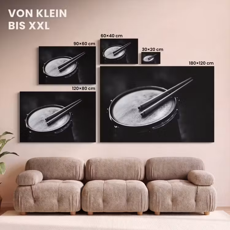 Trommel - Close-up - Drumstokken - Zwart canvas 2cm klein -Xsfeer8_DE