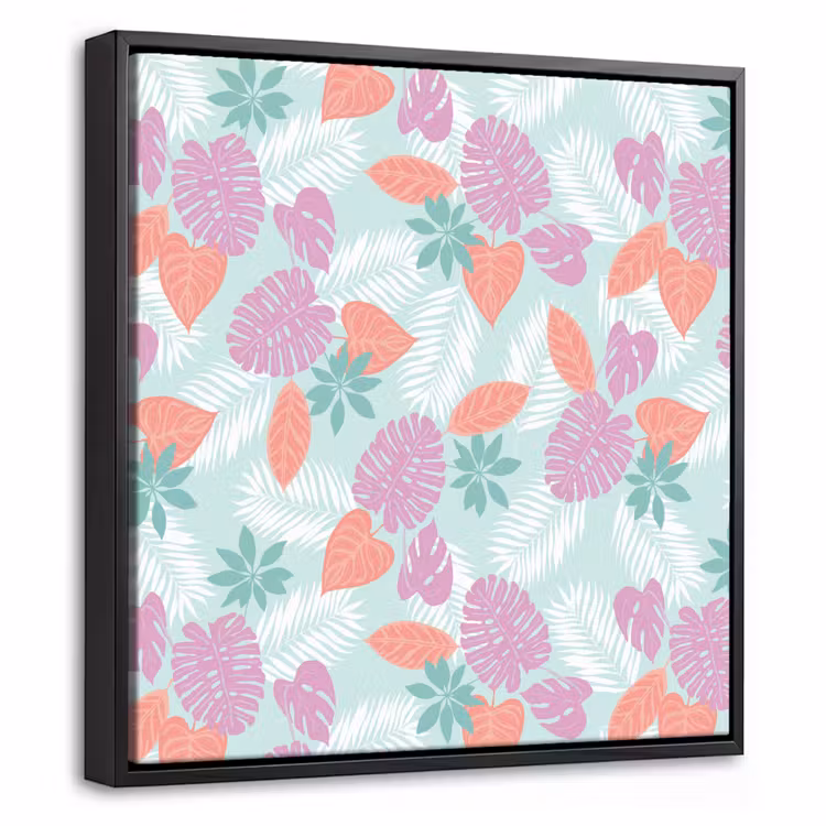 Tropisch - Bladeren - Pastel Canvas met baklijst klein 1124 -threedimensional_3d_global