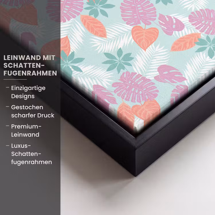 Tropisch - Bladeren - Pastel Canvas met baklijst klein 1124 -uniquesellingpoint_productkenmerken_DE