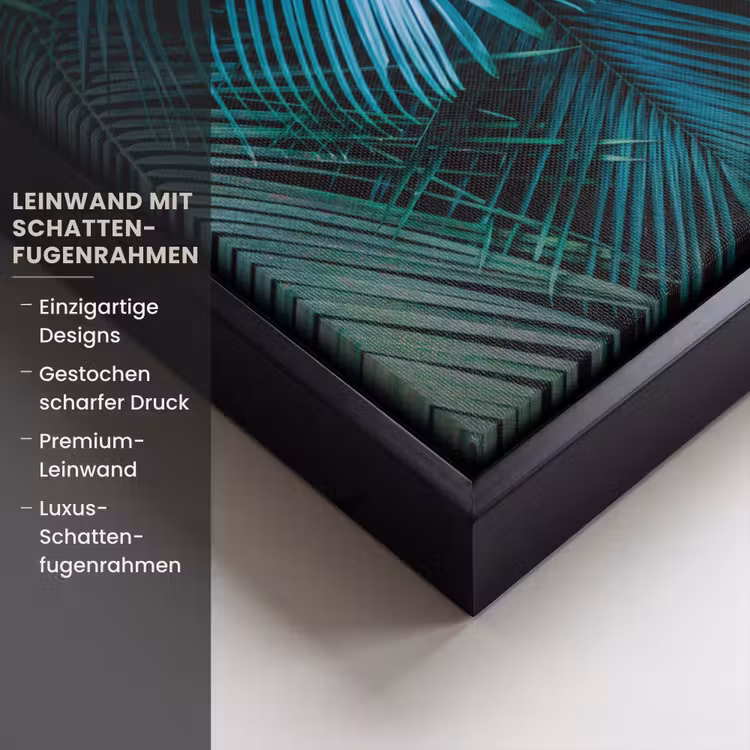 Tropical - Jungle - Bladeren - Groen Canvas met baklijst klein -uniquesellingpoint_productkenmerken_DE
