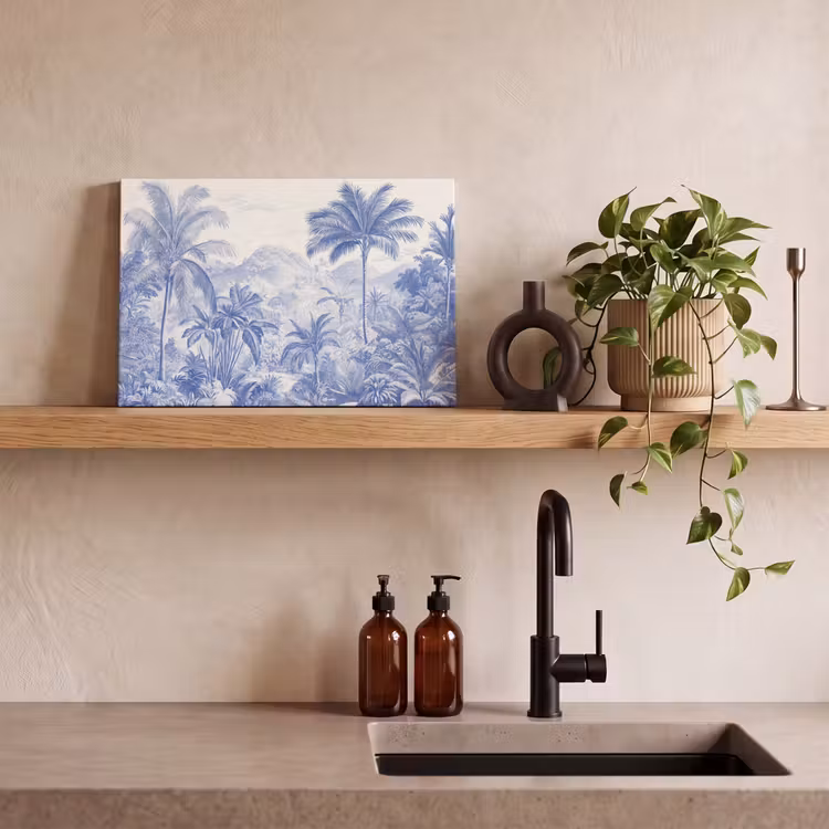 Tropisch - Jungle - Blauw canvas 2cm klein -sfeer6