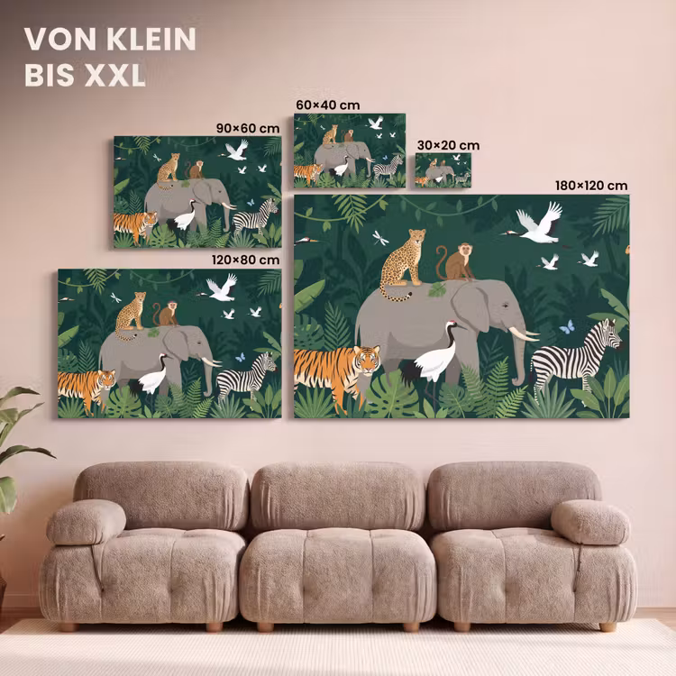Tropisch - Jungle - Groen canvas 2cm klein -Xsfeer8_DE