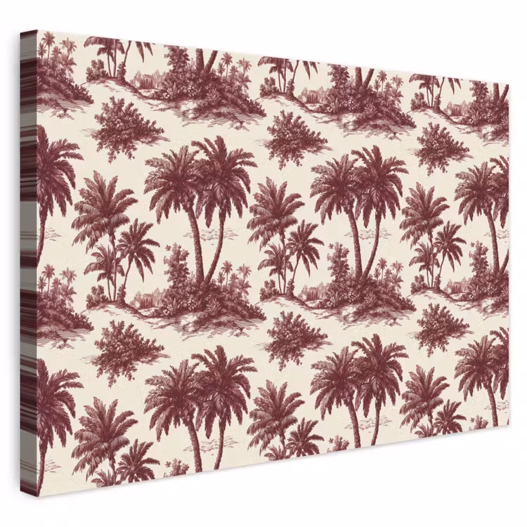 Tropisch - Geometrisch - Bordeauxrood canvas 2cm klein 34 -3d