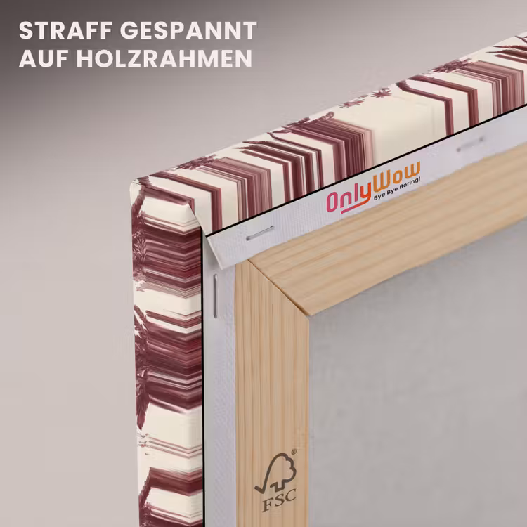 Tropisch - Geometrisch - Bordeauxrood canvas 2cm klein 34 -uniquesellingpoint_afwerking-onlywow_DE