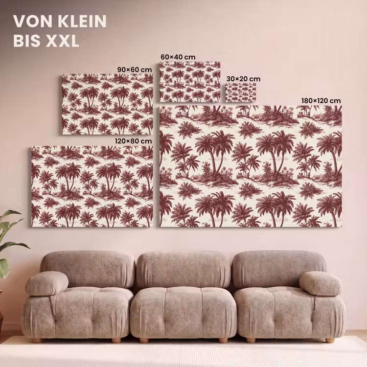 Tropisch - Geometrisch - Bordeauxrood canvas 2cm klein 34 -Xsfeer8_DE