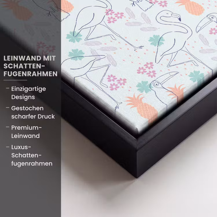 Tropisch - Vogels - Ananas Canvas met baklijst klein 1124 -uniquesellingpoint_productkenmerken_DE