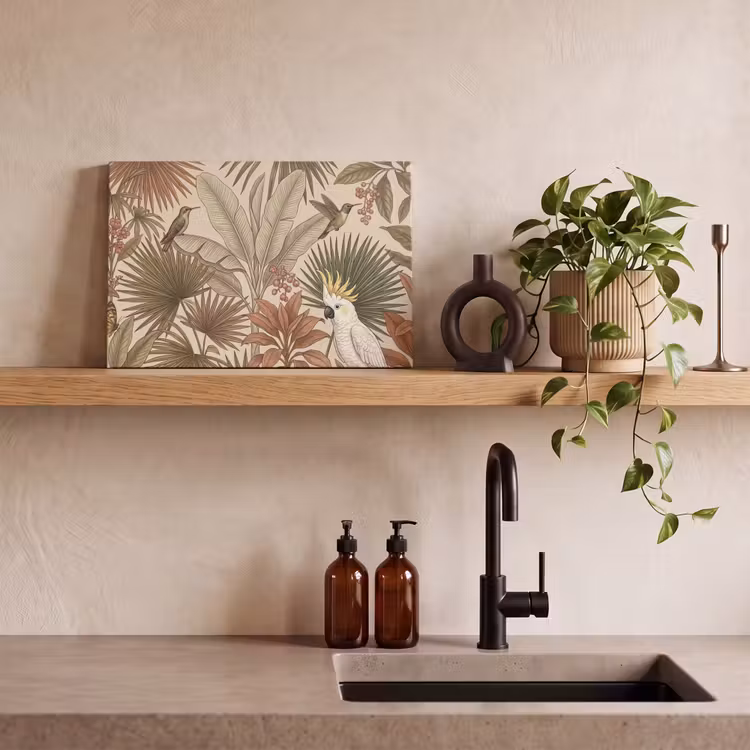 Tropisch - Vogels - Beige canvas 2cm klein -closeup_print_DE