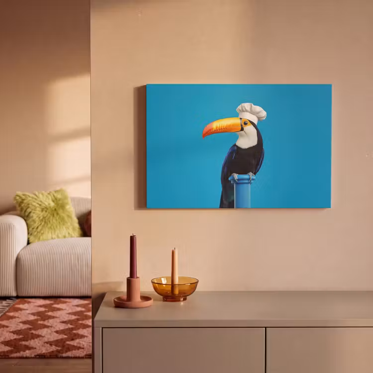 Tucan - Sokkel - Vogel - Koksmuts canvas 2cm klein -sfeer1