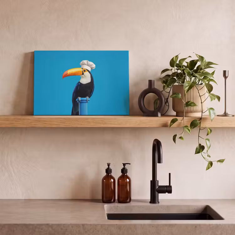 Tucan - Sokkel - Vogel - Koksmuts canvas 2cm klein -sfeer3