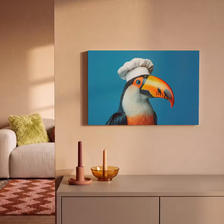 Toekan - Papegaai - Vogel - Koksmuts canvas 2cm klein -sfeer1