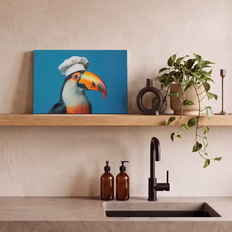Toekan - Papegaai - Vogel - Koksmuts canvas 2cm klein -sfeer3