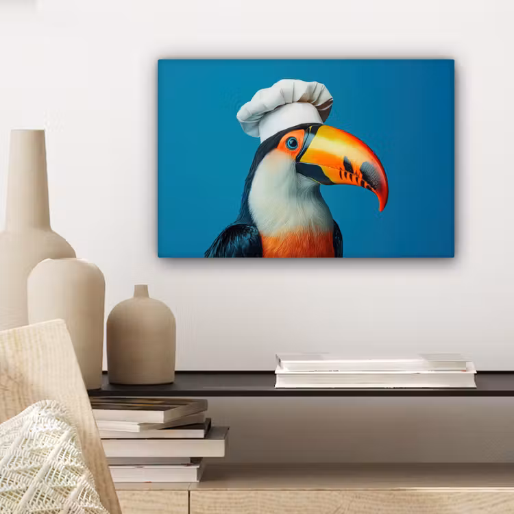 Toekan - Papegaai - Vogel - Koksmuts canvas 2cm klein -sfeer6