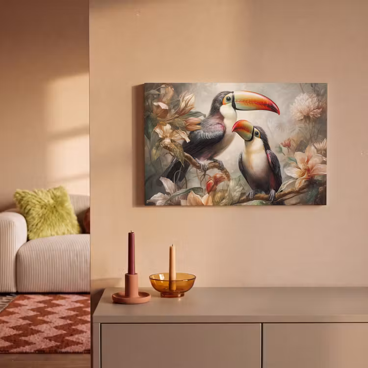Toekan - Vogels - Bloemen - Jungle canvas 2cm klein -sfeer1