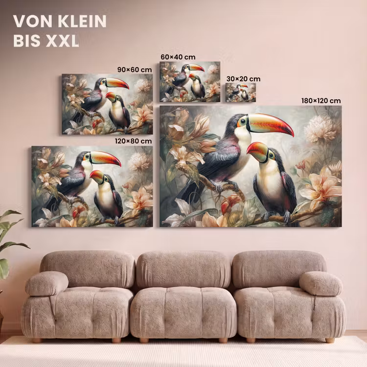 Toekan - Vogels - Bloemen - Jungle canvas 2cm klein -Xsfeer8_DE