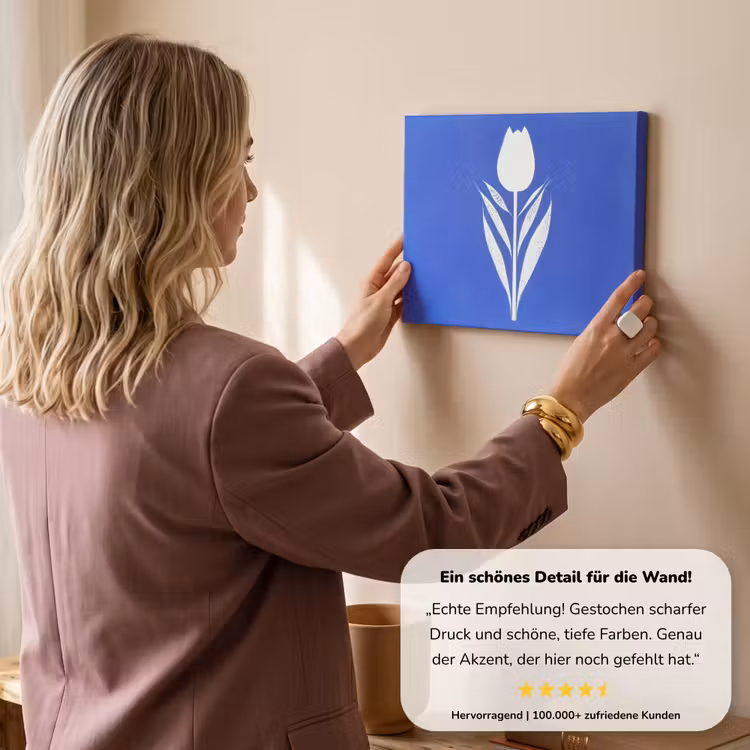 Tulp - Minimalistisch - Bladeren - Wit canvas 2cm klein -sfeer3