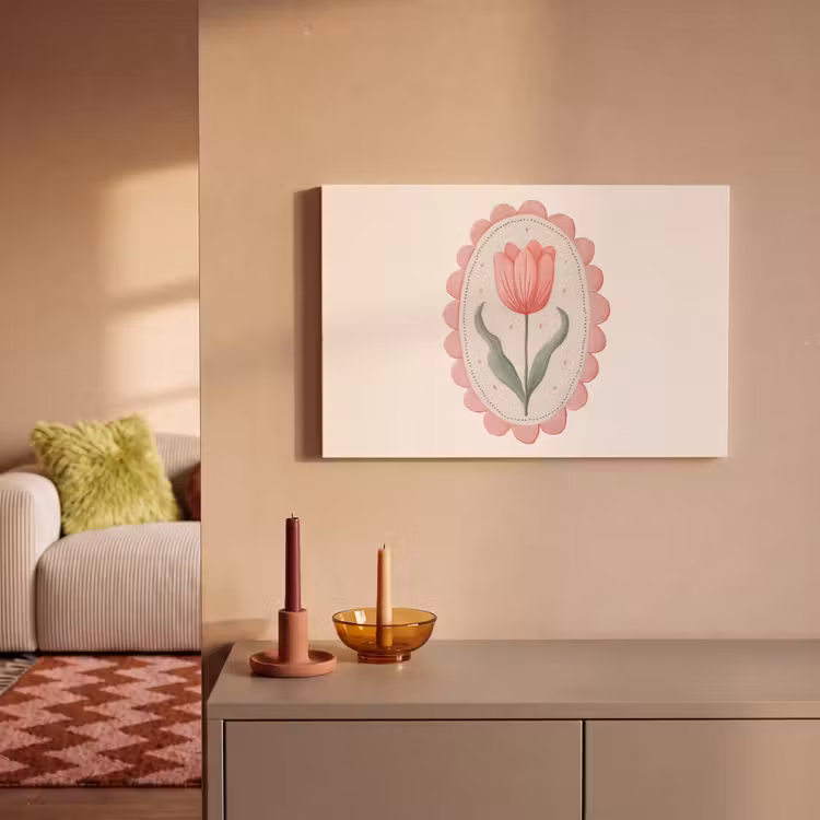 Tulp - Lijst - Ovaal - Illustratie canvas 2cm klein -sfeer1