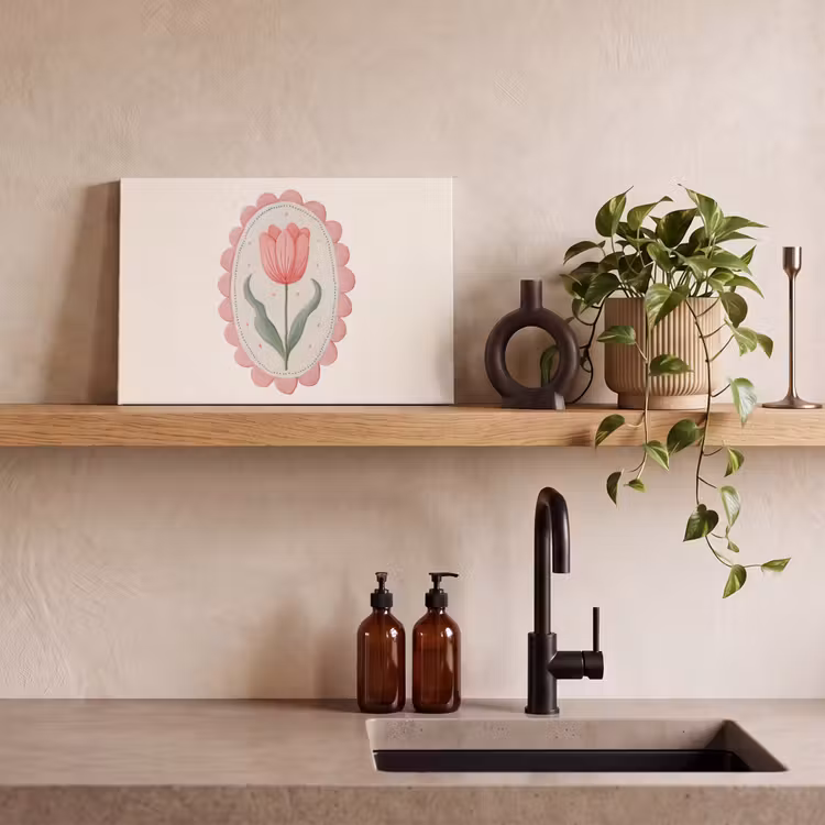 Tulp - Lijst - Ovaal - Illustratie canvas 2cm klein -closeup_print_DE