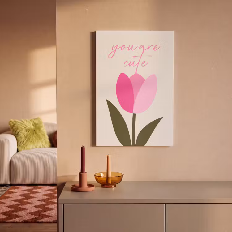 Tulp - Roze - Valentijn - Bloem canvas 2cm klein -sfeer1