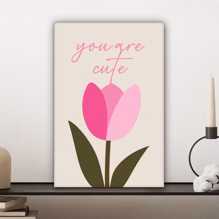 Tulp - Roze - Valentijn - Bloem canvas 2cm klein -sfeer6
