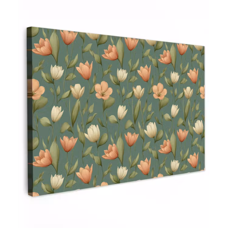 Tulpen - Botanisch - Groen canvas 2cm klein 34 -z3d