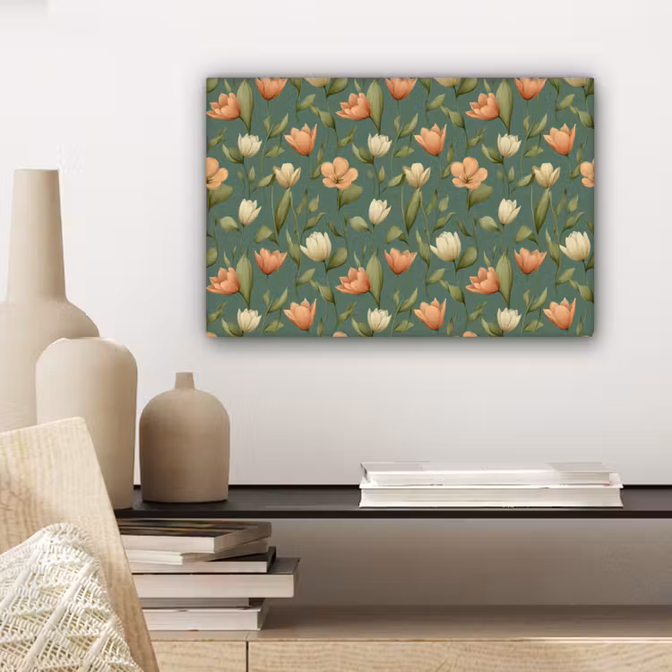 Tulpen - Botanisch - Groen canvas 2cm klein 34 -closeup_print_DE