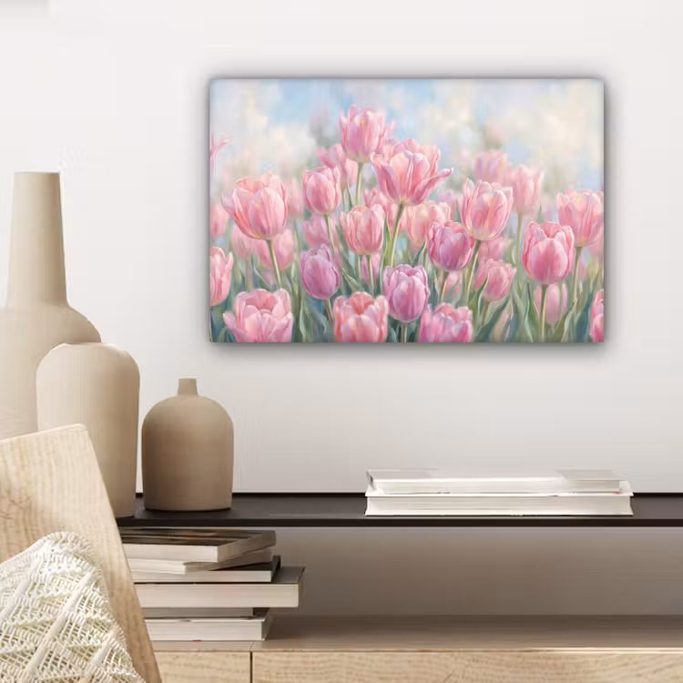 Tulpen - Veld - Lente - Roze canvas 2cm klein -sfeer6