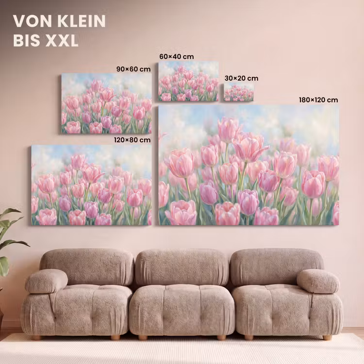 Tulpen - Veld - Lente - Roze canvas 2cm klein -Xsfeer8_DE