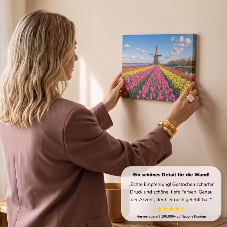 Tulpen - Holland - Molen - Kleurrijk canvas 2cm klein -sfeer3