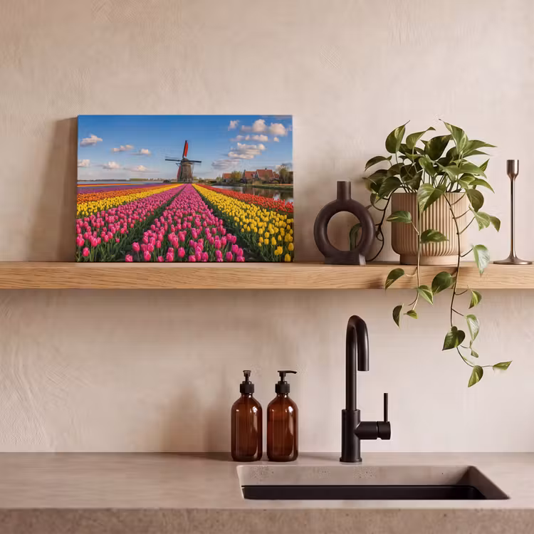Tulpen - Holland - Molen - Kleurrijk canvas 2cm klein -closeup_print_DE