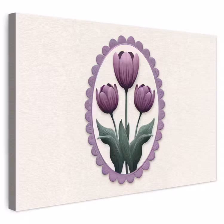 Tulpen - Paars - Lijst - Bladeren canvas 2cm klein -z3d