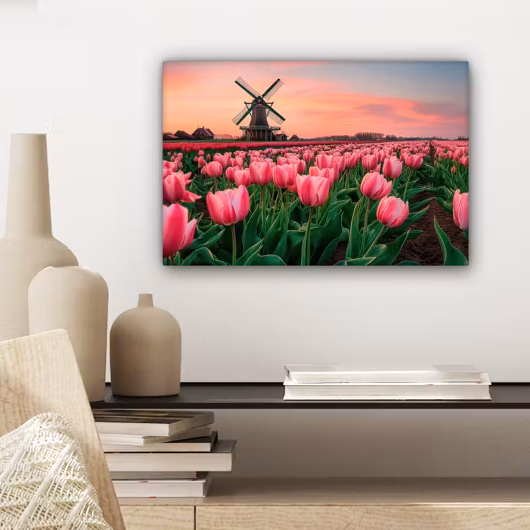 Tulpen - Molen - Nederland canvas 2cm klein -closeup_print_DE