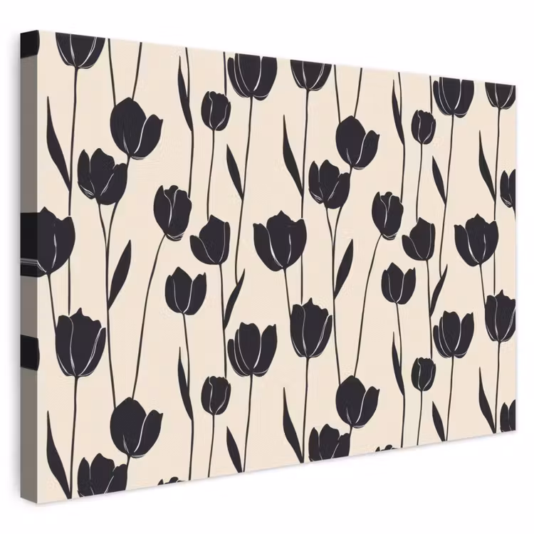Tulpen - Patroon - Zwart canvas 2cm klein 34 -3d