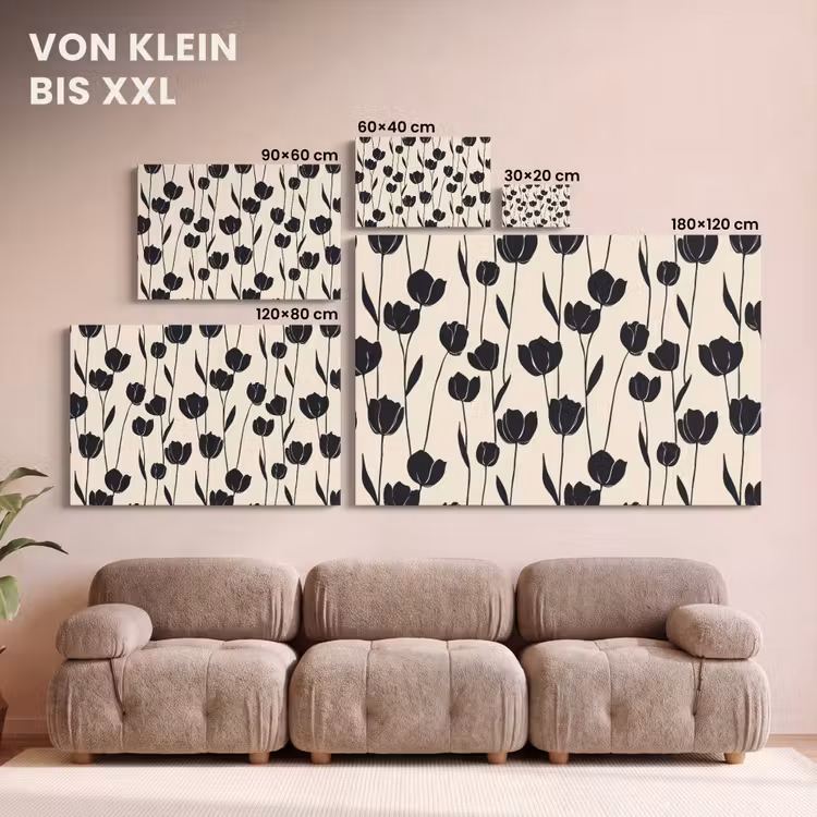 Tulpen - Patroon - Zwart canvas 2cm klein 34 -Xsfeer8_DE