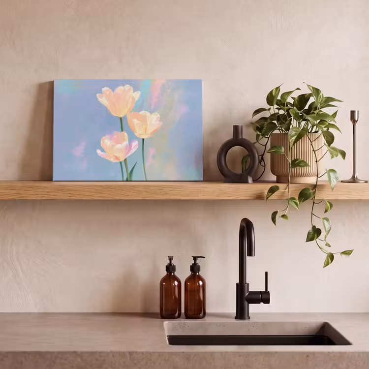 Tulpen - Roze accenten - Blauw canvas 2cm klein -sfeer3