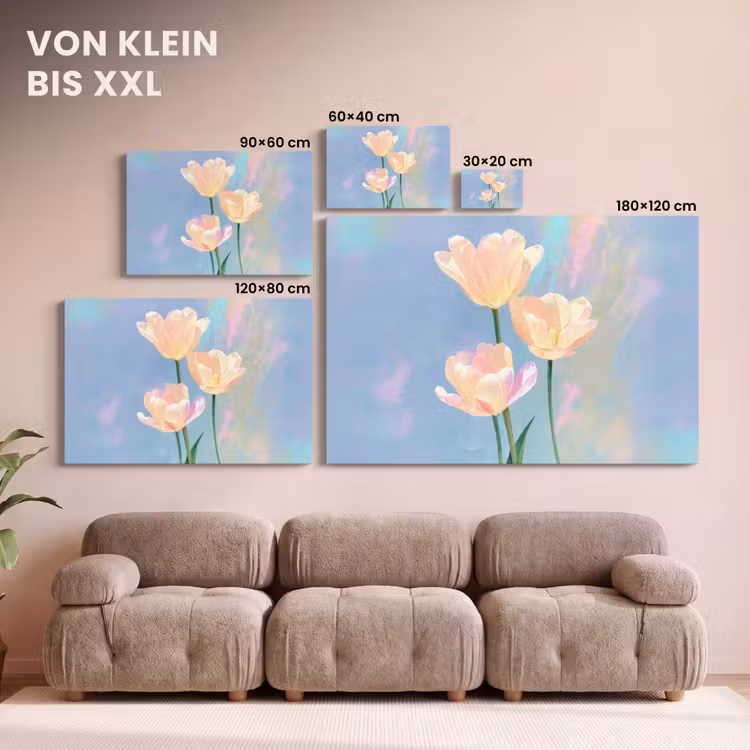 Tulpen - Roze accenten - Blauw canvas 2cm klein -Xsfeer8_DE