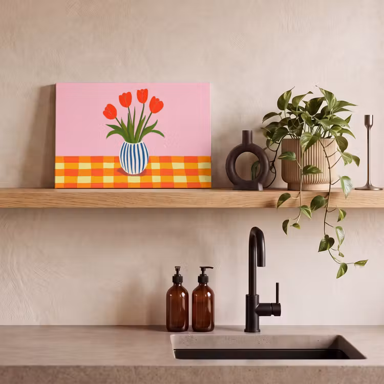 Tulpen - Roze - Vaas canvas 2cm klein -sfeer3