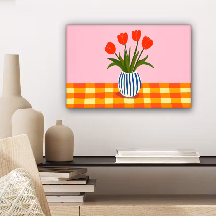 Tulpen - Roze - Vaas canvas 2cm klein -closeup_print_DE