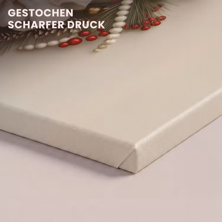 Deurkrans - Strik - Kerst - Rood - Groen canvas 2cm klein -closeup_print_DE