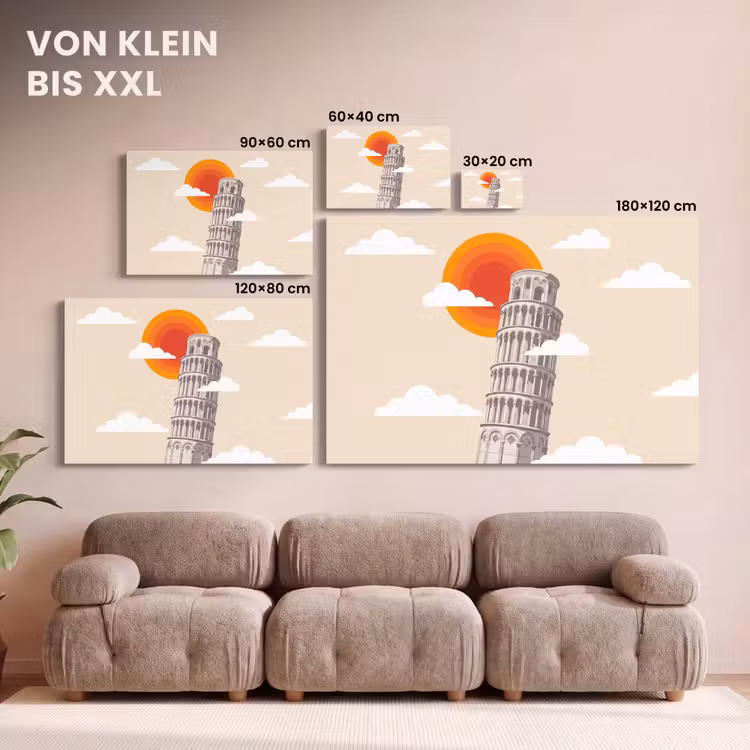 Toren - Pisa - Architectuur - Minimalistisch - Beige canvas 2cm klein -Xsfeer8_DE