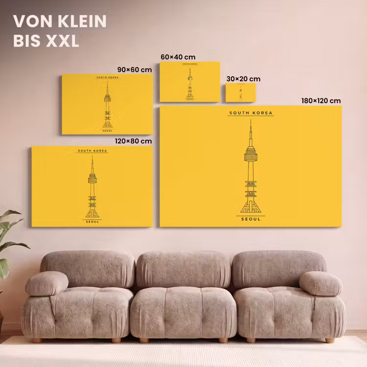 Toren - Seoul - Architectuur - Minimalistisch - Geel canvas 2cm klein -Xsfeer8_DE