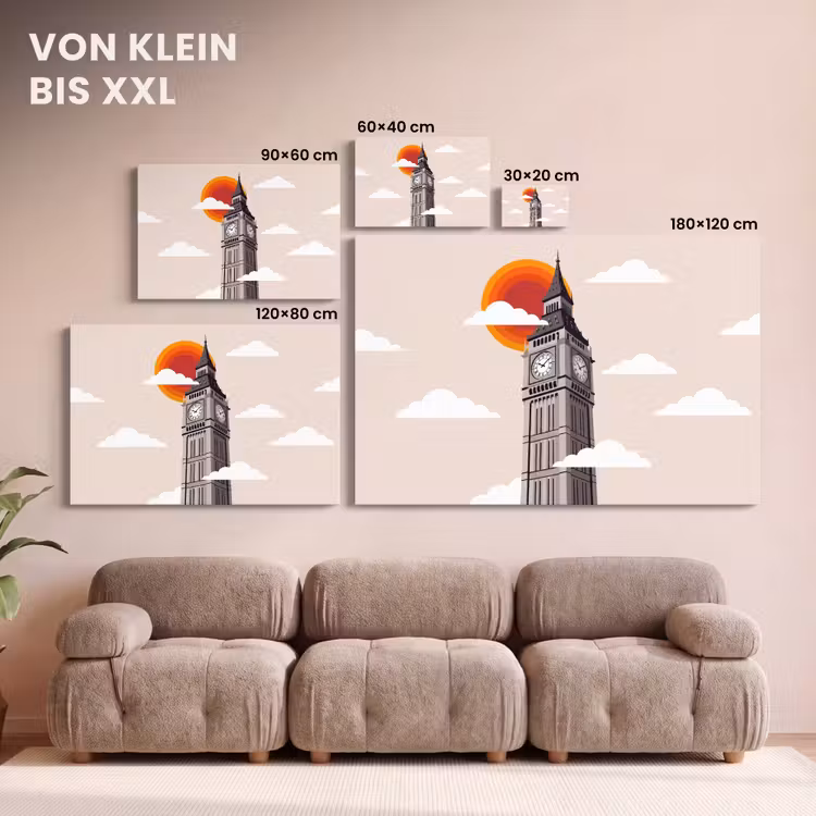 Toren - Klok - Londen - Architectuur - Retro canvas 2cm klein -Xsfeer8_DE