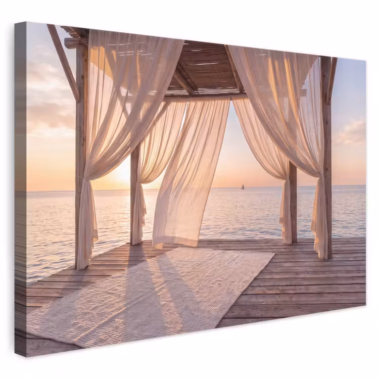 Overkapping - Zee - Zonsondergang - Vakantie - Rust canvas 2cm klein -3d